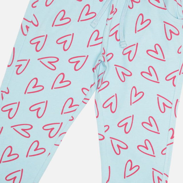 Girls Interlock Track Pant with Printed Regular Fit for Casual Wear, Lounge Comfort and Easy Movement