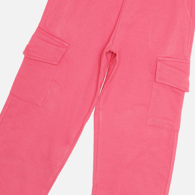 Girls French Terry Track Pant with Printed Regular Fit for Casual Wear, Lounge Comfort and Easy Movement