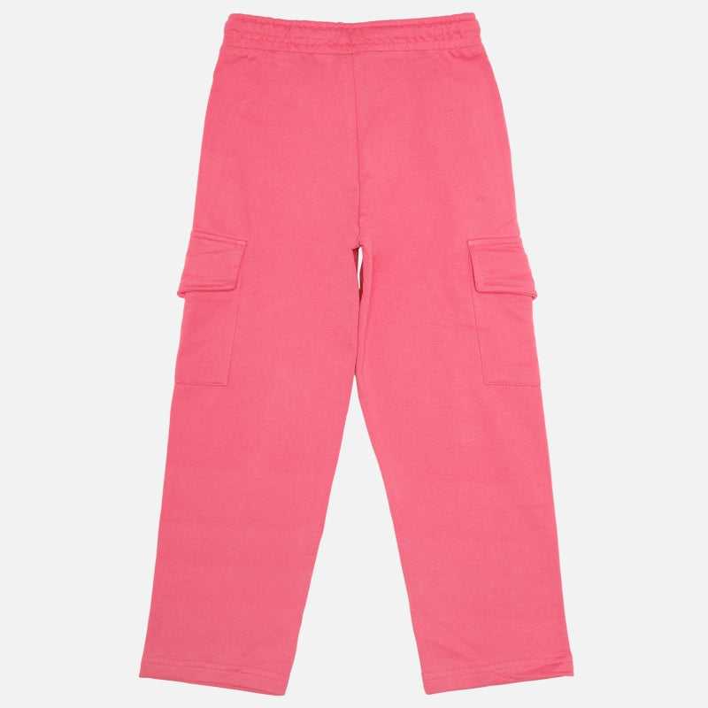 Girls French Terry Track Pant with Printed Regular Fit for Casual Wear, Lounge Comfort and Easy Movement