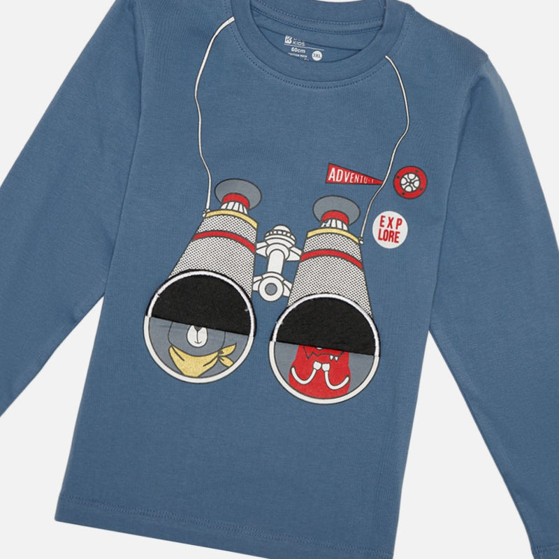 Boys 100% Cotton Printed Full Sleeve T-Shirt with Soft Casual Comfort, Everyday Styling and Regular Wardrobe Use