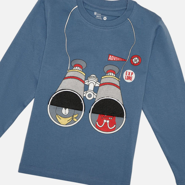 Boys 100% Cotton Printed Full Sleeve T-Shirt with Soft Casual Comfort, Everyday Styling and Regular Wardrobe Use