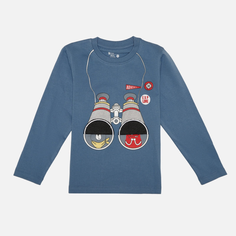 Boys 100% Cotton Printed Full Sleeve T-Shirt with Soft Casual Comfort, Everyday Styling and Regular Wardrobe Use