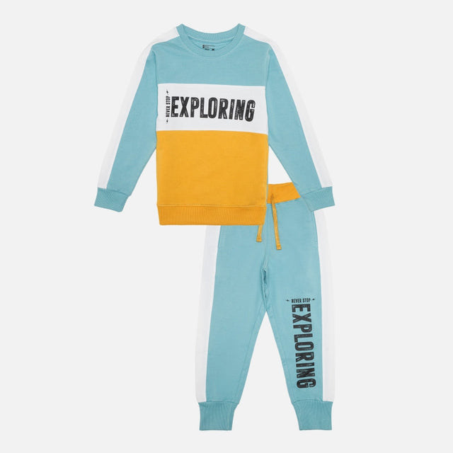 Boys French Terry Printed T-Shirt and Pajami Set with Full Sleeves Top and Lower for Casual Comfort and Regular Use