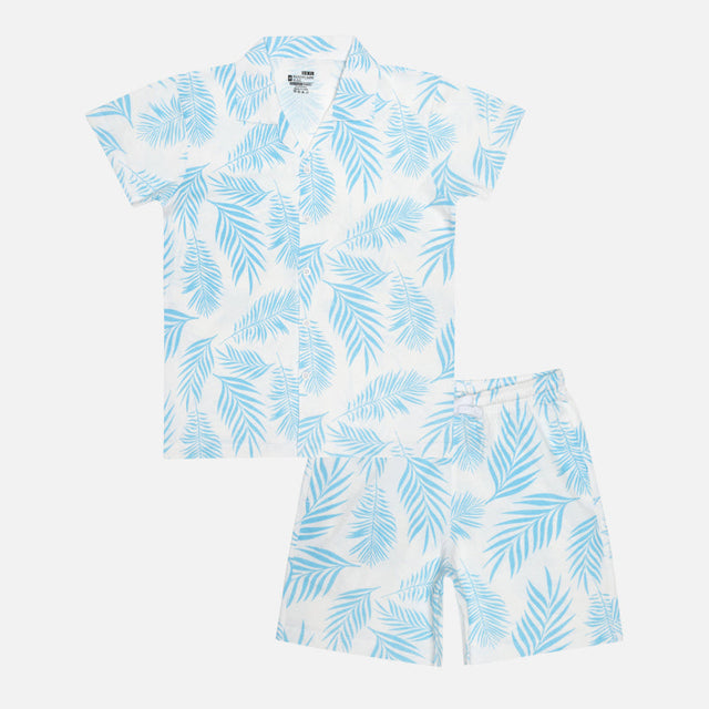 Boys Cotton Blend Half Sleeve Shirt and Shorts Night Suit Set for Soft Breathable Summer Sleepwear - Pack of 1