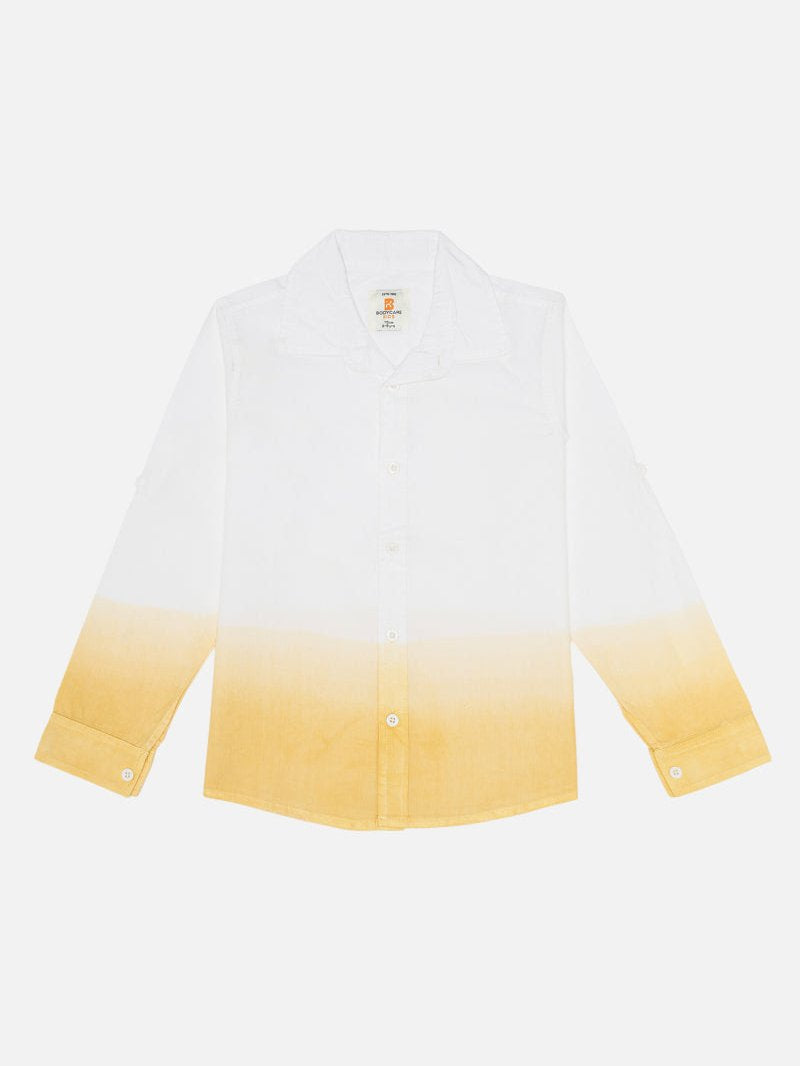 Boys Cotton Full Sleeve Dip Dyed Shirt with Regular Fit for Casual Formal Wear and Lightweight Everyday Comfort - Pack of 1