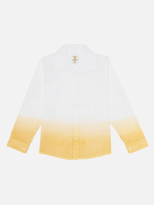 Boys Cotton Full Sleeve Dip Dyed Shirt with Regular Fit for Casual Formal Wear and Lightweight Everyday Comfort - Pack of 1