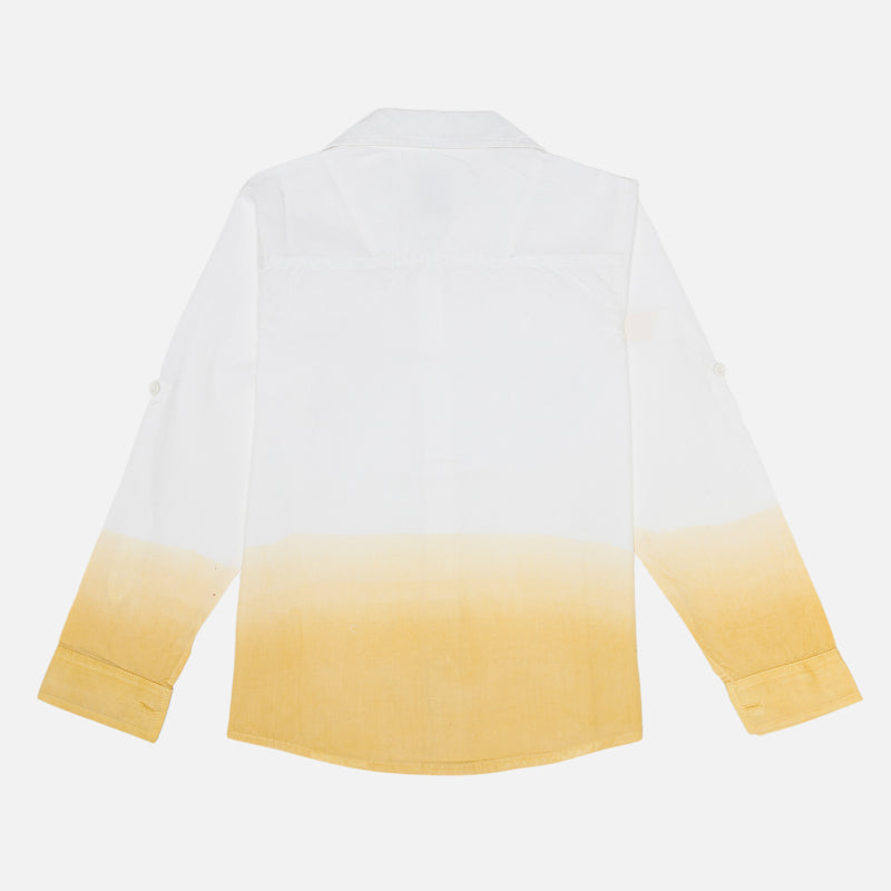 Boys Cotton Full Sleeve Dip Dyed Shirt with Regular Fit for Casual Formal Wear and Lightweight Everyday Comfort - Pack of 1