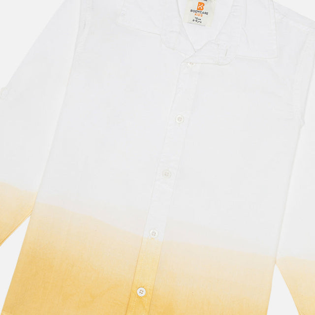 Boys Cotton Full Sleeve Dip Dyed Shirt with Regular Fit for Casual Formal Wear and Lightweight Everyday Comfort - Pack of 1