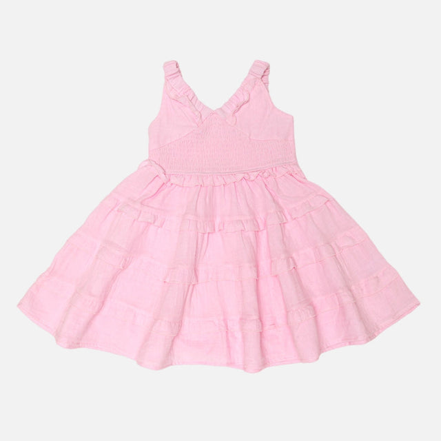 Girls Round Neck Half Sleeve Frock with Soft Breathable Cotton and Ruffled Design for Parties, Playdates and Everyday Wear