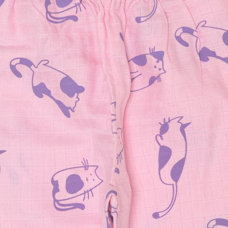 Girls Half Sleeve Night Suit with Round Neck, Pockets and Top-Bottom Set for Sleepwear and Lounge Comfort