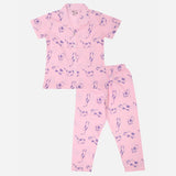 Girls Half Sleeve Night Suit with Round Neck, Pockets and Top-Bottom Set for Sleepwear and Lounge Comfort