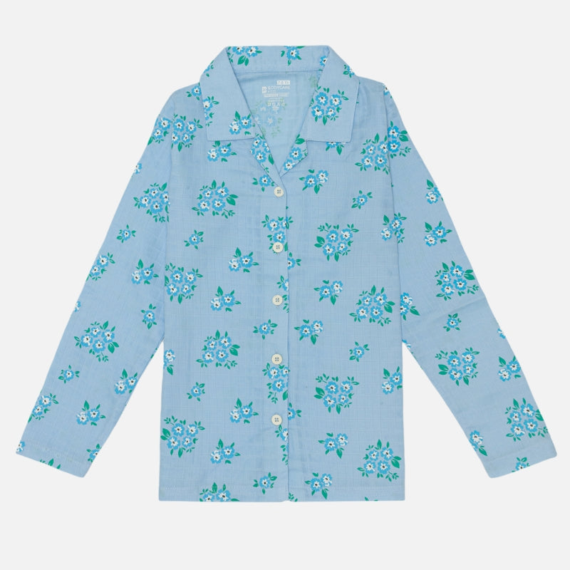 Girls Full Sleeve Night Suit with Round Neck, Pockets and Top-Bottom Set for Sleepwear and Regular Night Wear
