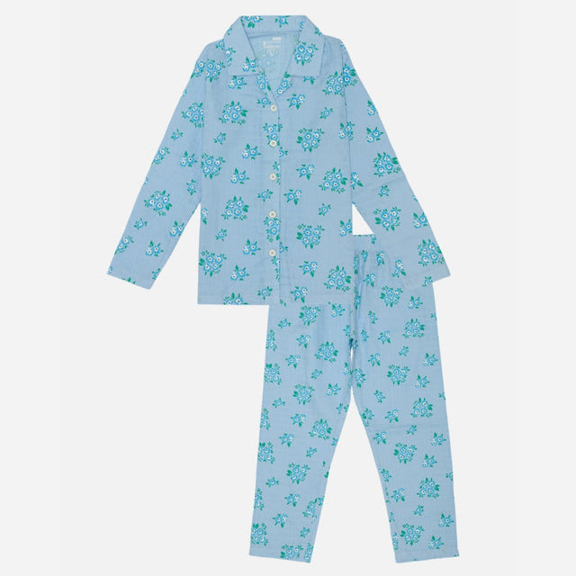 Girls Full Sleeve Night Suit with Round Neck, Pockets and Top-Bottom Set for Sleepwear and Regular Night Wear