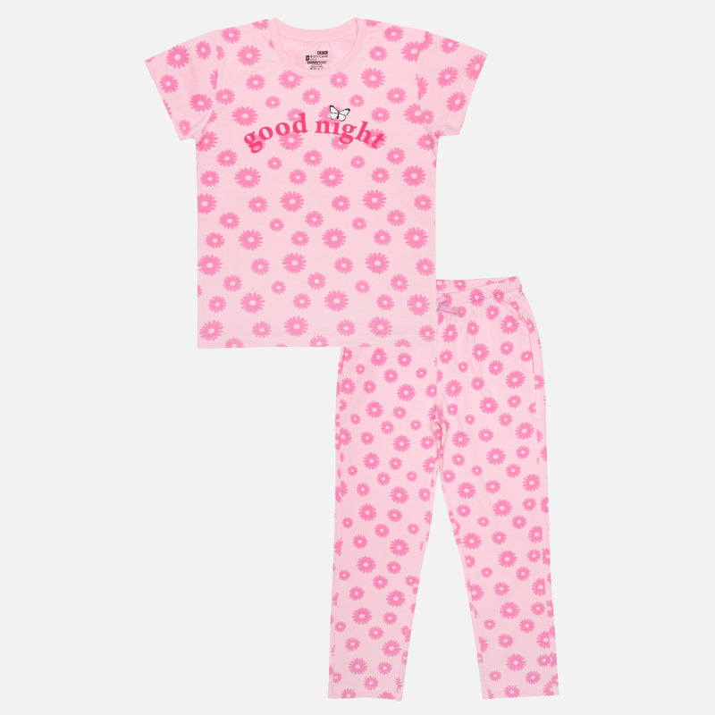 Girls Cotton Night Suit Set for Sleepwear, Lounge Comfort, Relaxed Nights and Everyday Home Wear - Pack of 1