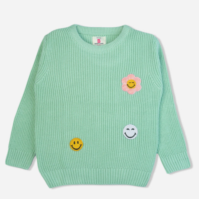 Girls Polyester Blend Round Neck Full Sleeves Sweater with Comfortable Winter Wear Styling and Regular Use