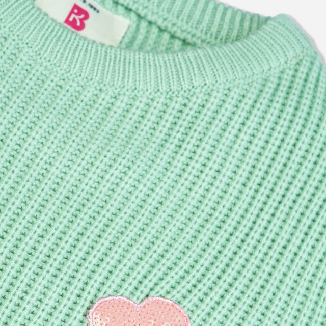 Girls Polyester Blend Round Neck Full Sleeves Sweater with Comfortable Winter Wear Styling and Regular Use