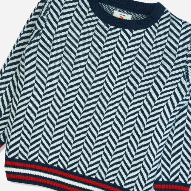 Boys Polyester Blend Round Neck Full Sleeves Sweater with Comfortable Winter Wear Styling and Regular Use