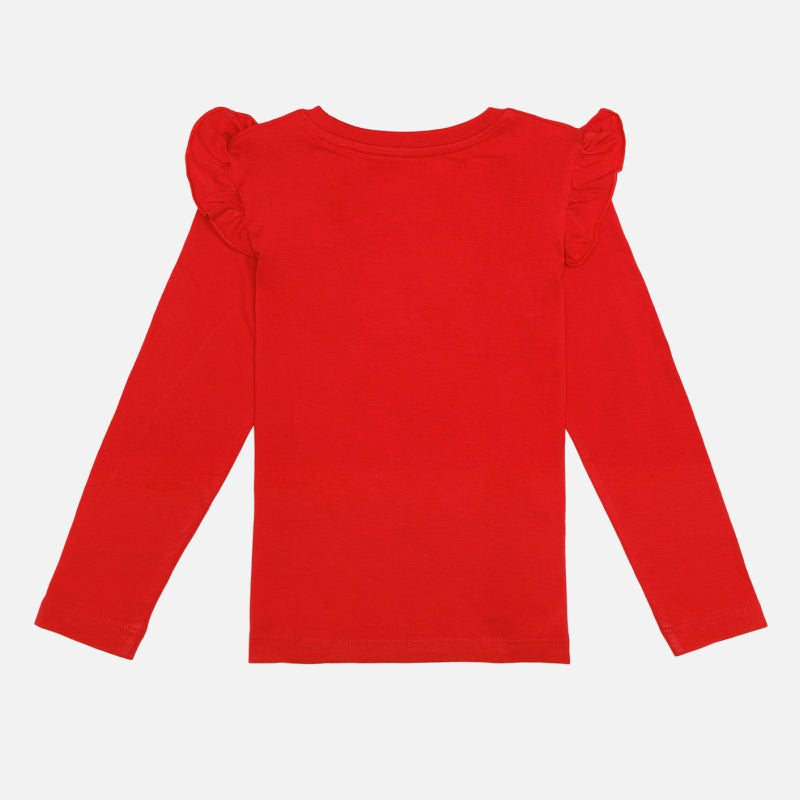 Girls 100% Cotton Printed Full Sleeve T-Shirt with Regular Fit for Casual Wear and Everyday Comfort - Pack of 1