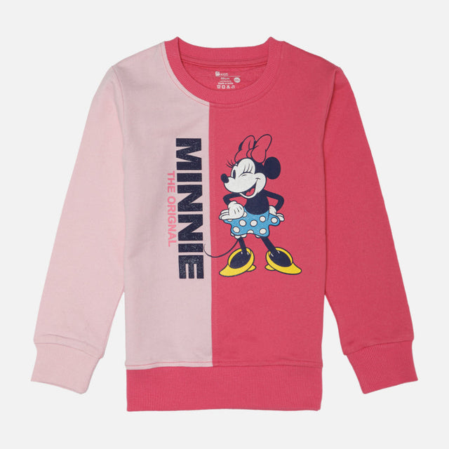 Girls French Terry Round Neck Sweatshirt with Cotton Blend Fabric and Full Sleeves for Casual Cool-Weather Wear
