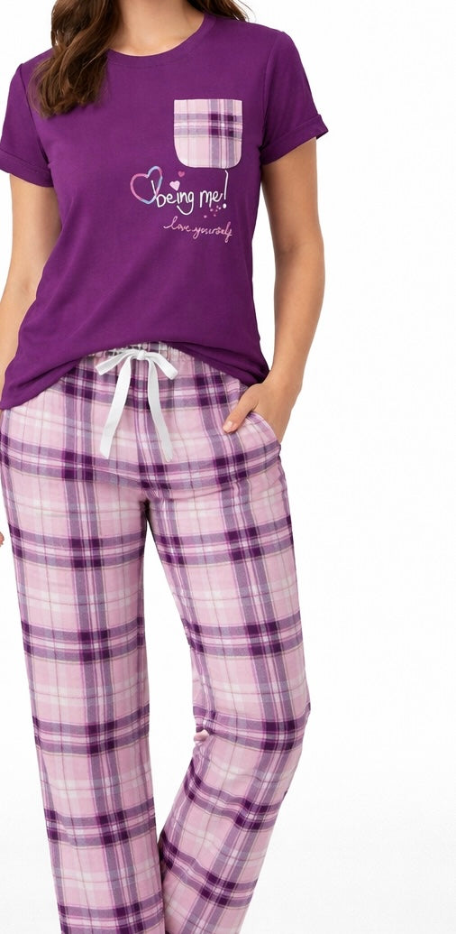 Women Printed Cotton Spandex Night Suit Set with Top and Pyjama for Comfortable Sleepwear and Lounge Wear