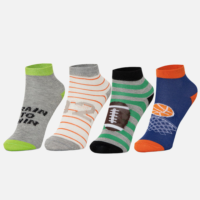 Boys Ankle Length Cotton Blend Socks Pack of 4 - Bodycare