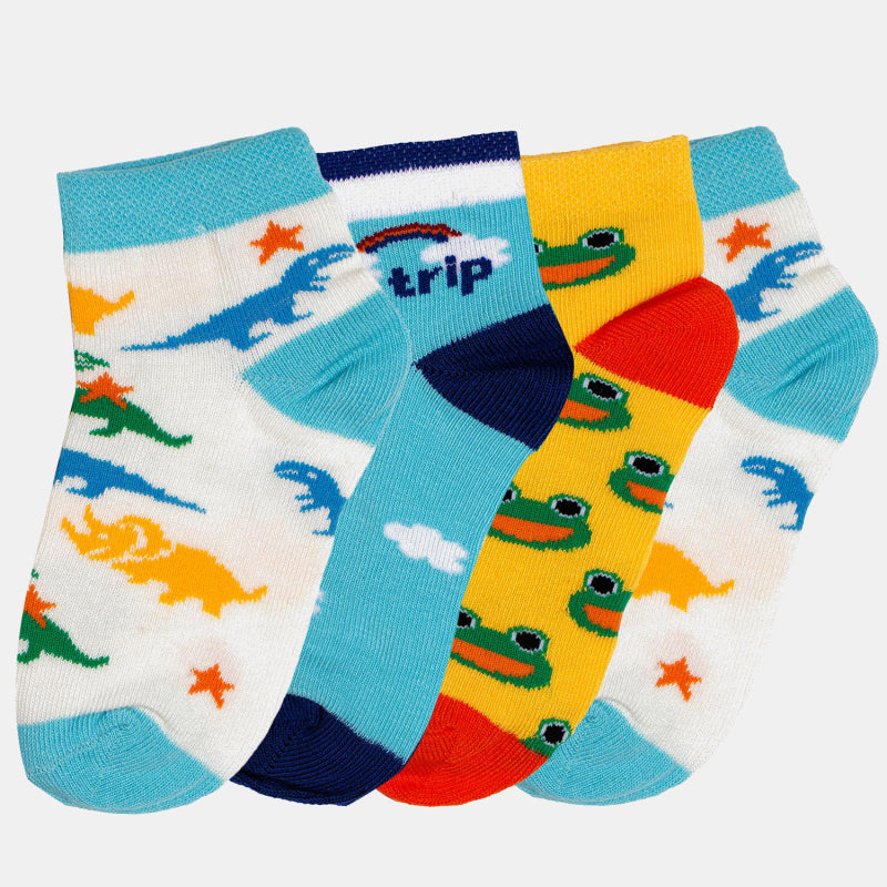 Bodycare Kids Ankle Length Socks Pack of 4 Cotton Soft Stretchable Comfortable Antibacterial Moisture Wicking Socks Sports Casual Use