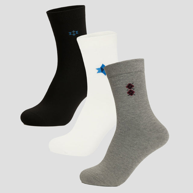 Men Cotton Blend Socks Crew Length Pack of 3 - Bodycare