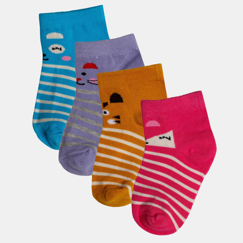 Bodycare Kids Ankle Length Socks Pack of 4 Cotton Soft Stretchable Comfortable Antibacterial Moisture Wicking Sports Casual Use