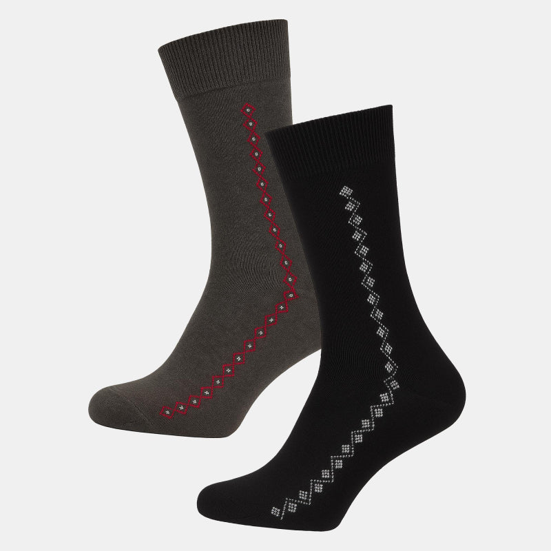 Men Cotton Blend Socks Crew Length Pack of 2 - Bodycare