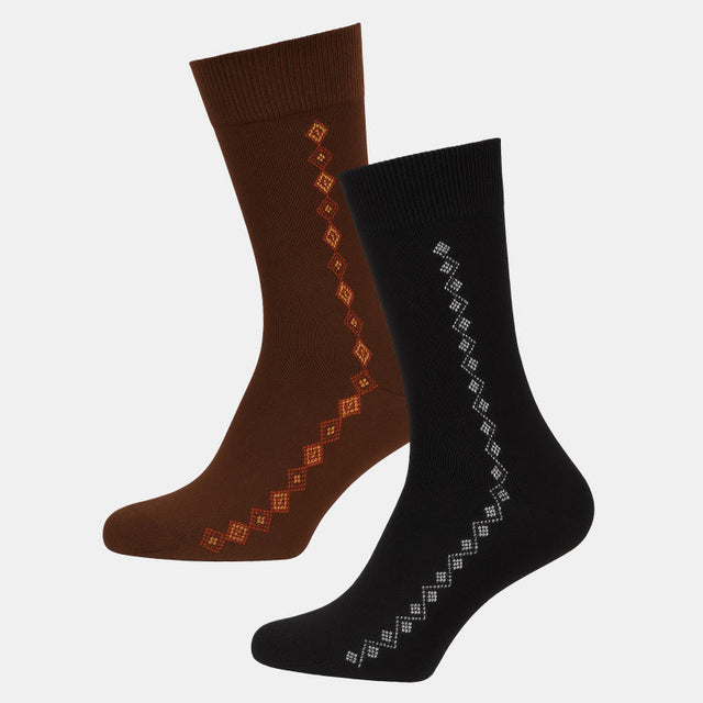 Men Cotton Blend Socks Crew Length Pack of 2 - Bodycare