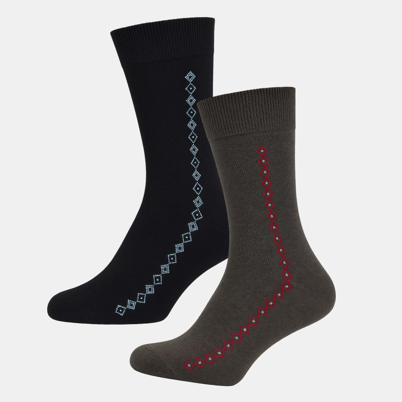 Men Cotton Blend Socks Crew Length Pack of 2 - Bodycare