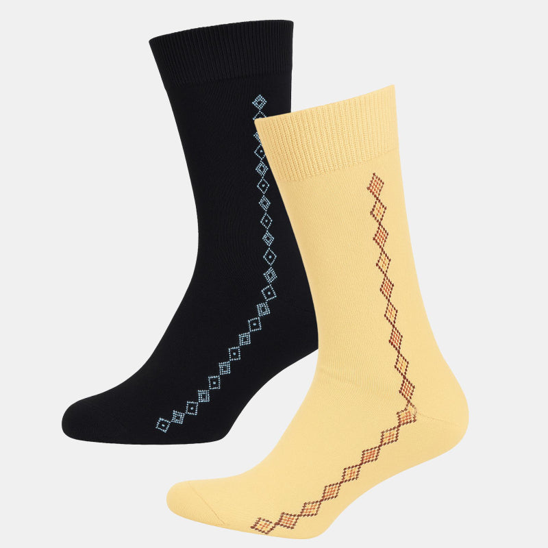 Men Cotton Blend Socks Crew Length Pack of 2 - Bodycare
