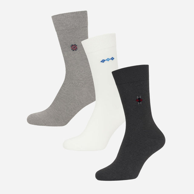 Men Cotton Blend Socks Crew Length Pack of 3 - Bodycare