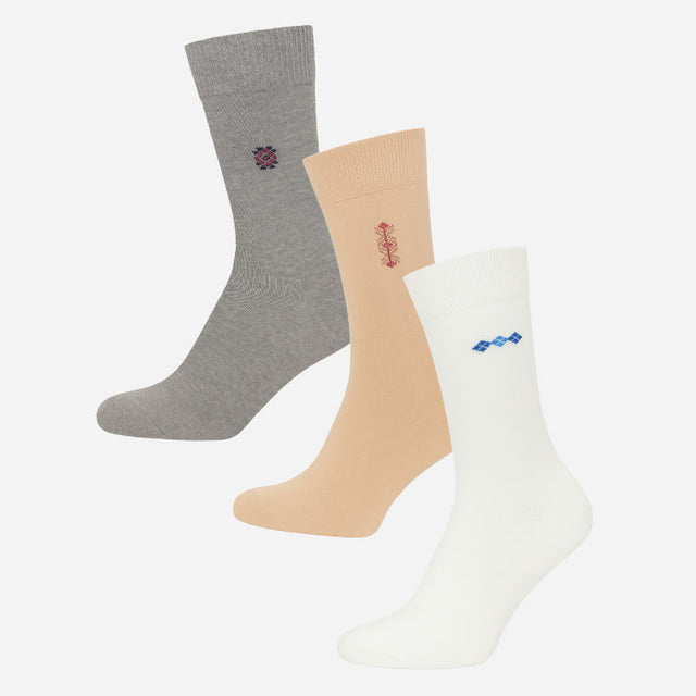 Men Cotton Blend Socks Crew Length Pack of 3 - Bodycare