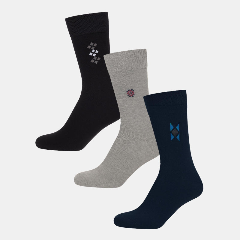 Men Cotton Blend Socks Crew Length Pack of 3 - Bodycare