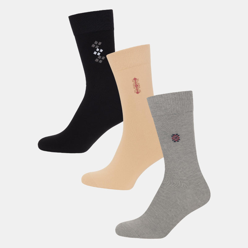 Men Cotton Blend Socks Crew Length Pack of 3 - Bodycare