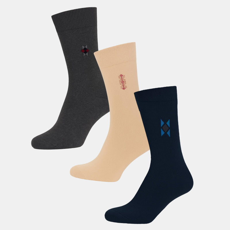 Men Cotton Blend Socks Crew Length Pack of 3 - Bodycare
