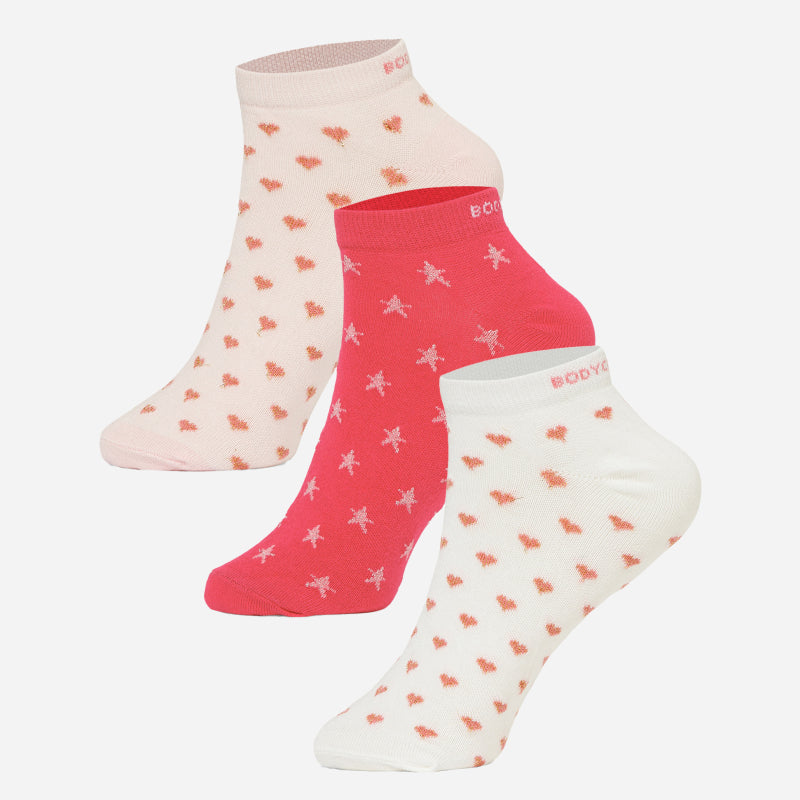 Women Ankle Length Cotton Blend Socks Pack of 3 - Bodycare