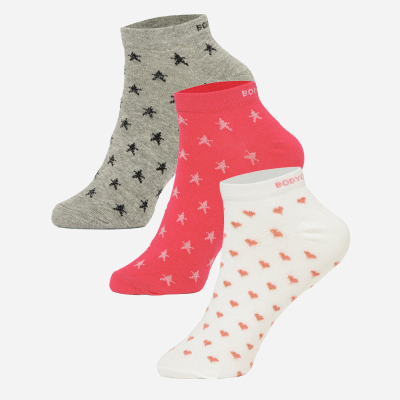Women Ankle Length Cotton Blend Socks Pack of 3 - Bodycare