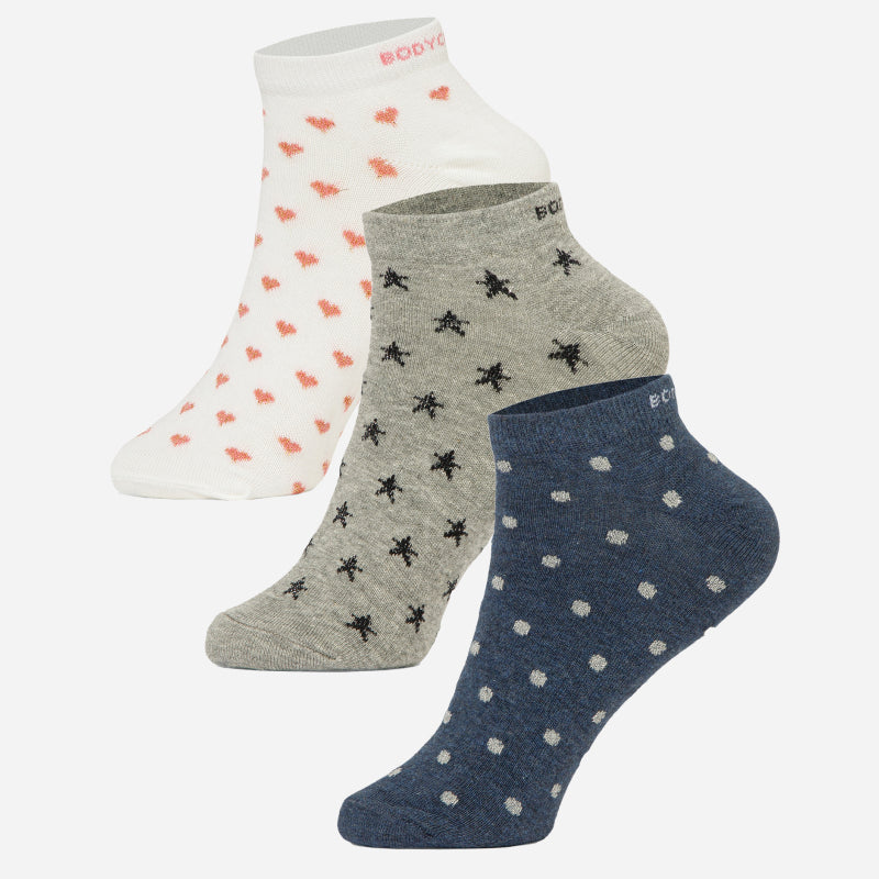 Women Ankle Length Cotton Blend Socks Pack of 3 - Bodycare