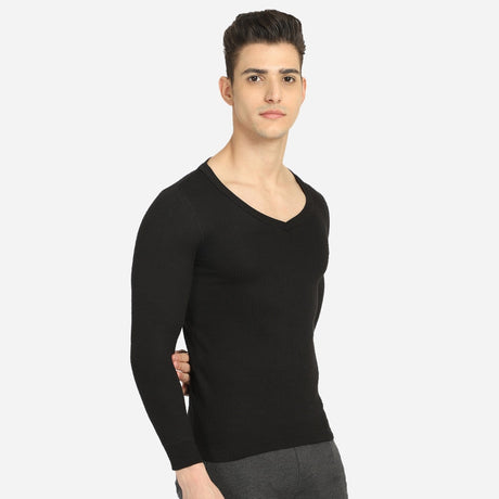 Quilt Bodycare Antibacterial Thermal Men Top V Neck Full Sleeves Solid