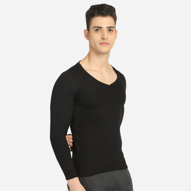 Men Antibacterial Thermal Top V Neck Full Sleeves - Bodycare