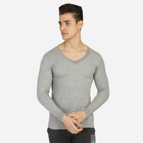 Quilt Bodycare Antibacterial Thermal Men Top V Neck Full Sleeves Solid