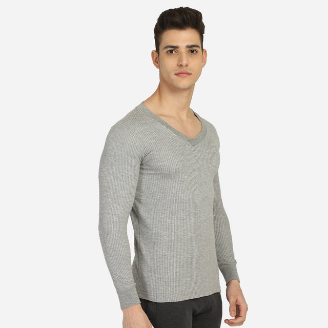 Men Antibacterial Thermal Top V Neck Full Sleeves - Bodycare