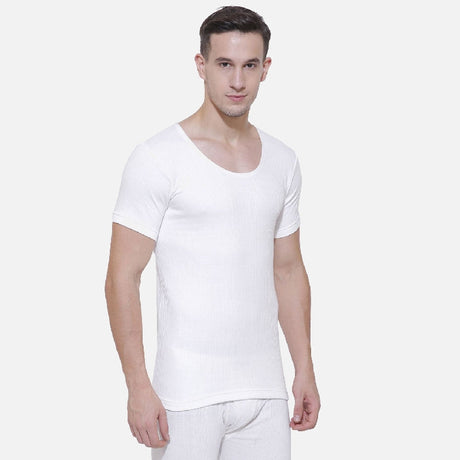 Quilt Bodycare Antibacterial Thermal Men Top Round Neck Half Sleeves Solid