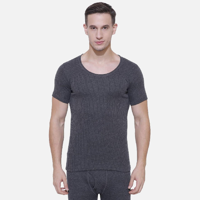 Men Antibacterial Thermal Top Round Neck Half Sleeves - Bodycare