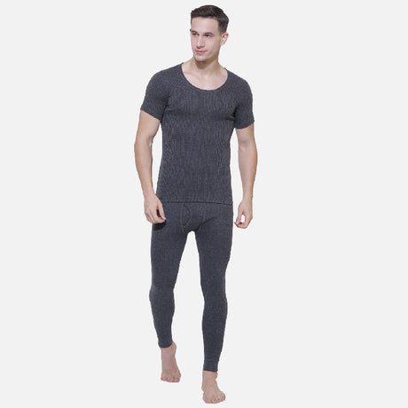 Quilt Bodycare Antibacterial Thermal Men Top Round Neck Half Sleeves Solid