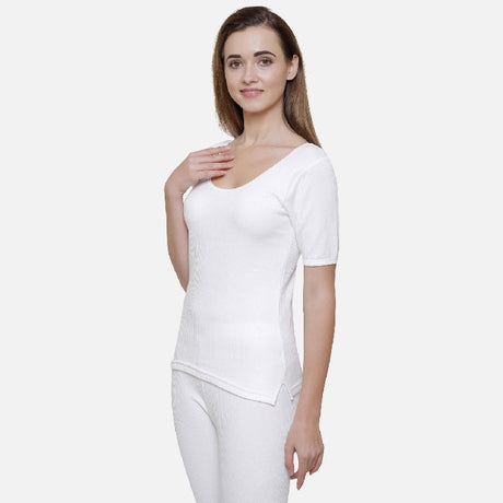 Quilt Bodycare Antibacterial Thermal Women Top Round Neck Half Sleeves