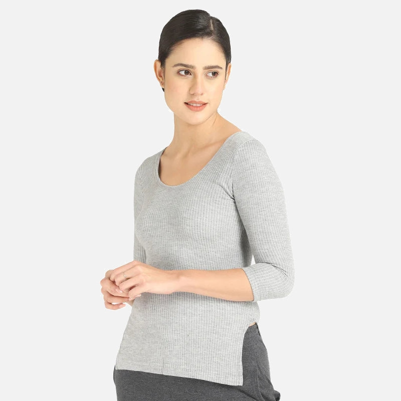 Quilt Bodycare Antibacterial Thermal Women Top Round Neck Full Sleeves