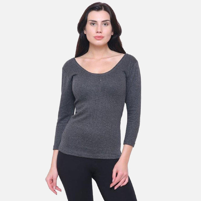 Women Antibacterial Thermal Top Round Neck Full Sleeves - Bodycare
